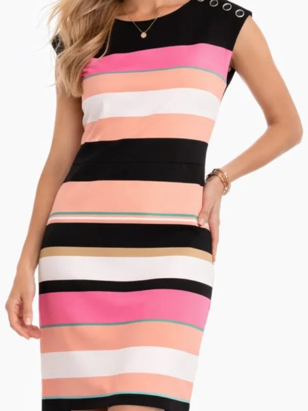 New York & Company Multi-Color Striped Sheath Women’s Dress - Size Small
